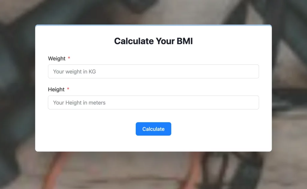WordPress BMI calculator